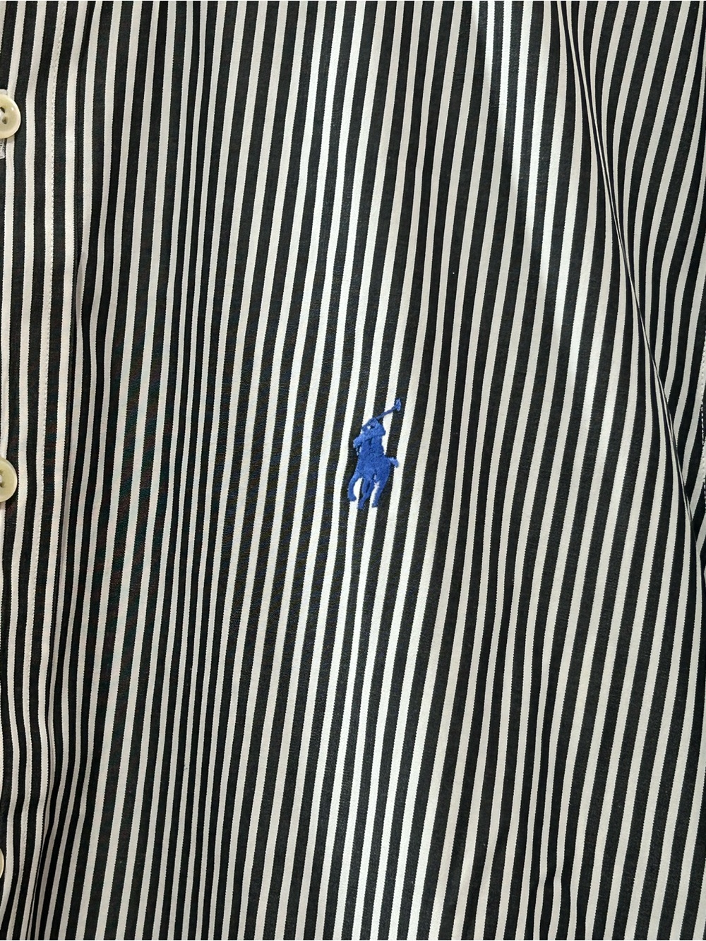 Ralph Lauren Classic Fit Black White Striped Button Down Shirt Womens L - Picture 3 of 6